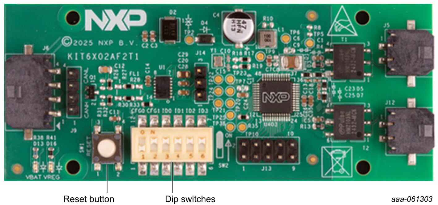 Figure 3. KIT6X02AF2T1 DIP switches and reset button