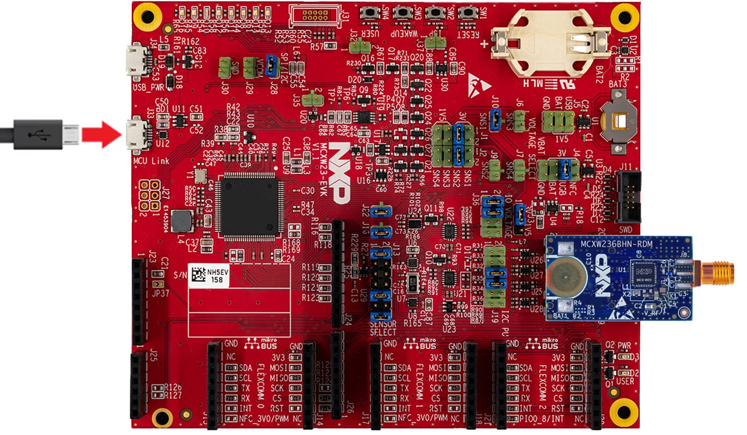 Figure 3. MCXW23-EVK Plug in the Board