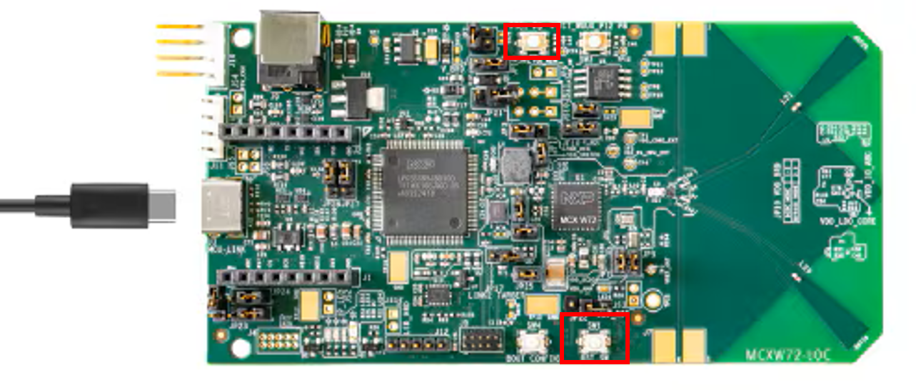 Getting Started with MCXW72-LOC - Plug in the Board - Reset Buttons