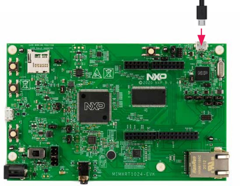 Figure 2. Plug In the MIMXRT1024-EVK Board
