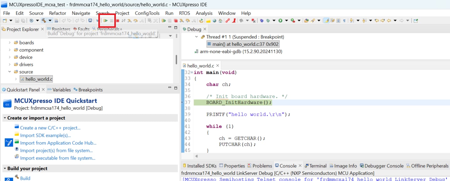 Build and flash application using MCUXpresso IDE - step 11