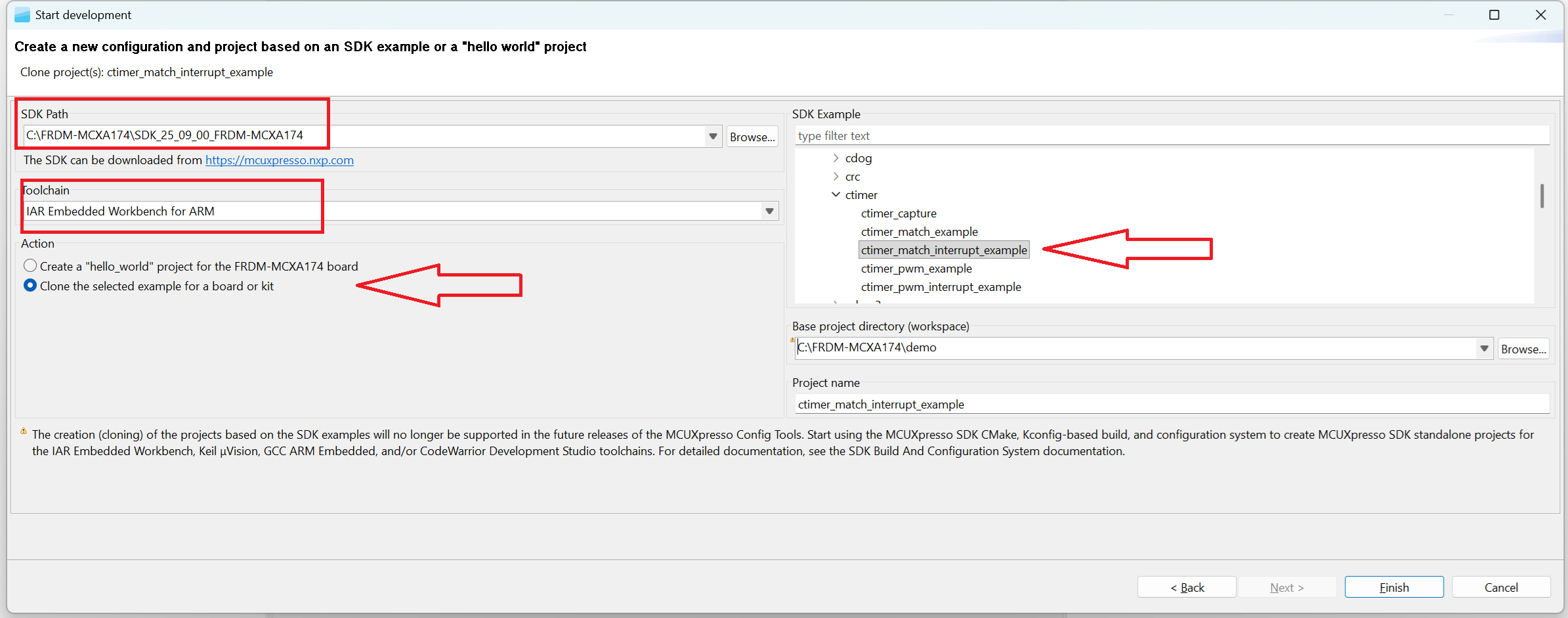 Clone an Example Project from MCUXpresso IDE -step 5