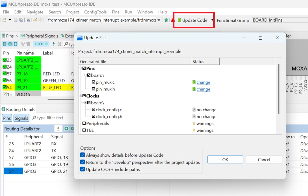 Use MCUXpresso IDE Pins Tools - step 4