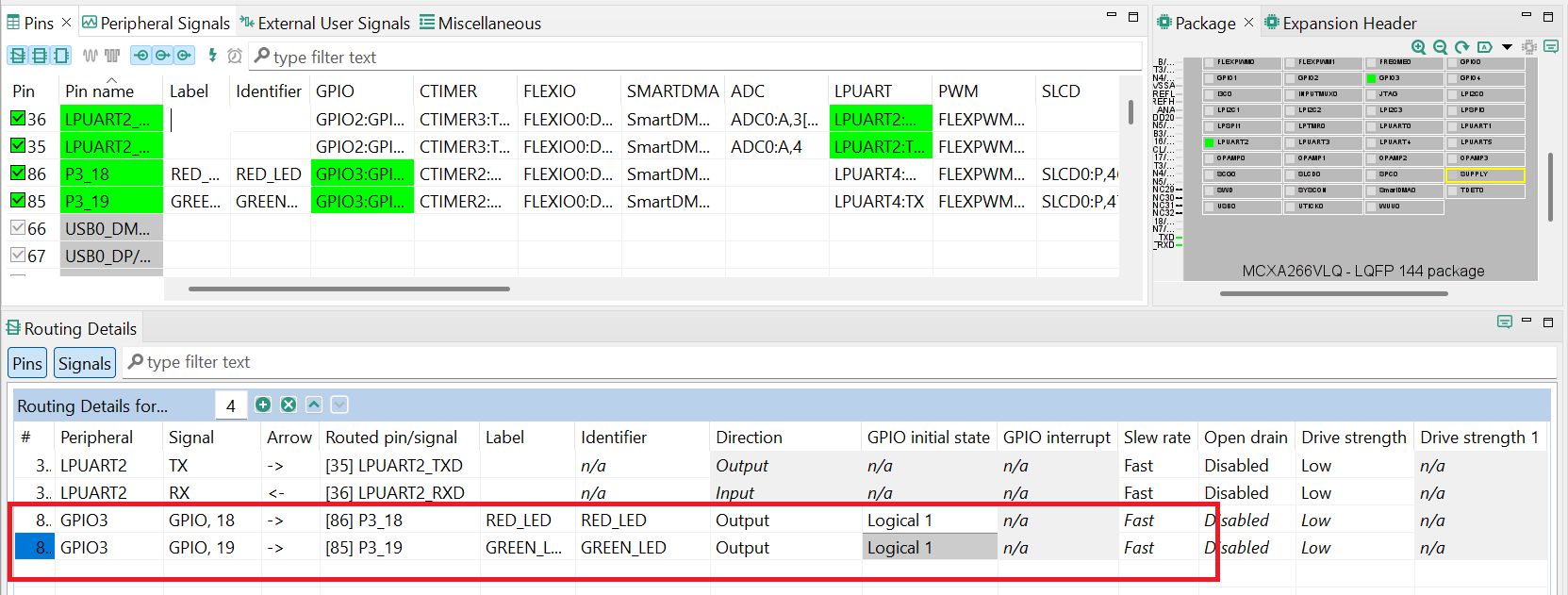 Use MCUXpresso IDE Pins Tools - step 1