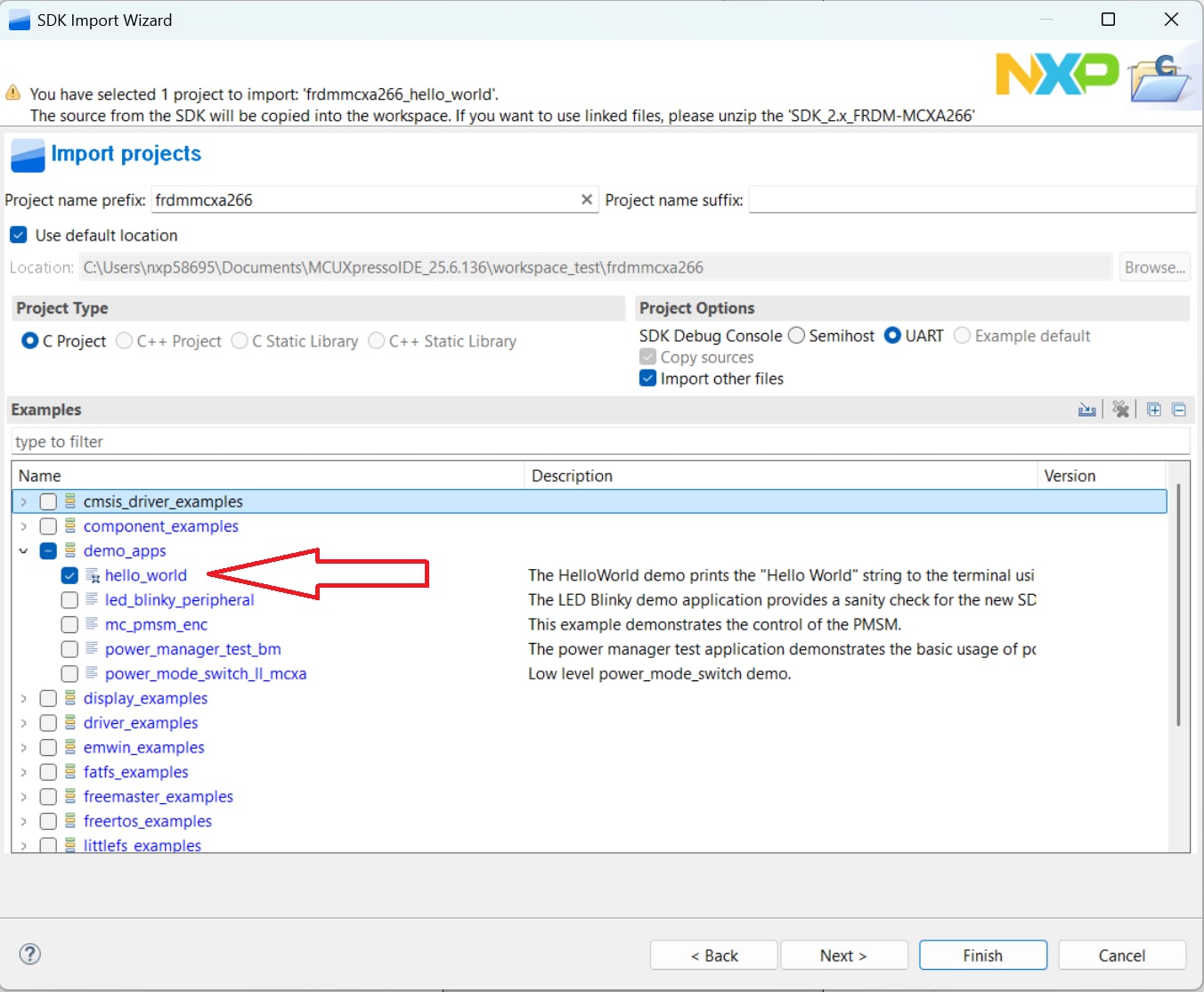 Build and flash application using MCUXpresso IDE - step 3