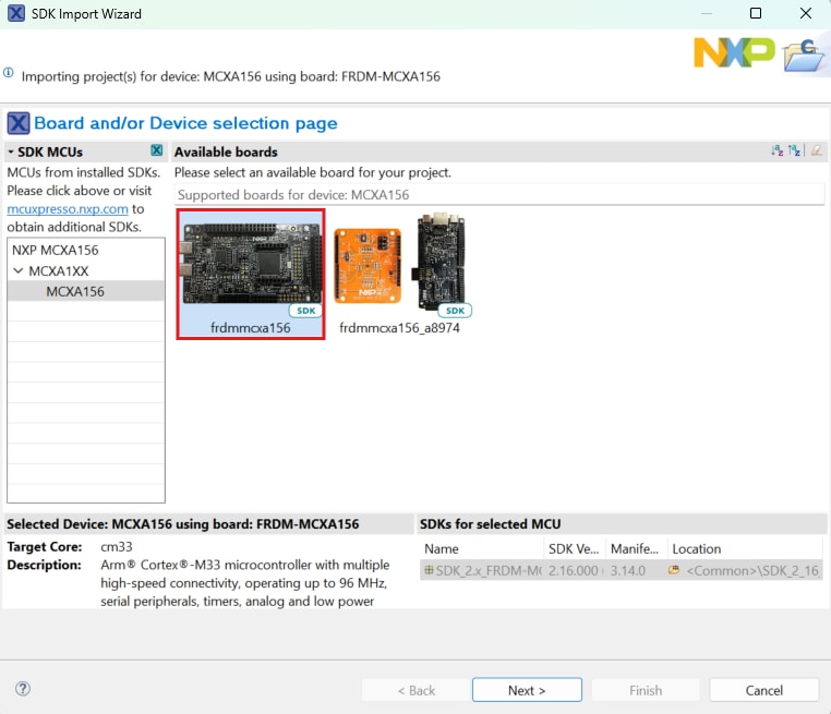 FRDM MCXA156 SW Select Board