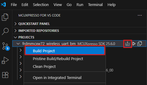 Build and flash application using MCUXpresso VS - step 9