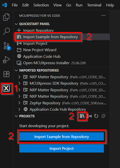 Clone an example project from MCUXpresso IDE - step 1Clone an example project from MCUXpresso IDE - step 1