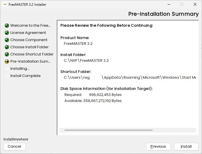 Install  Summary