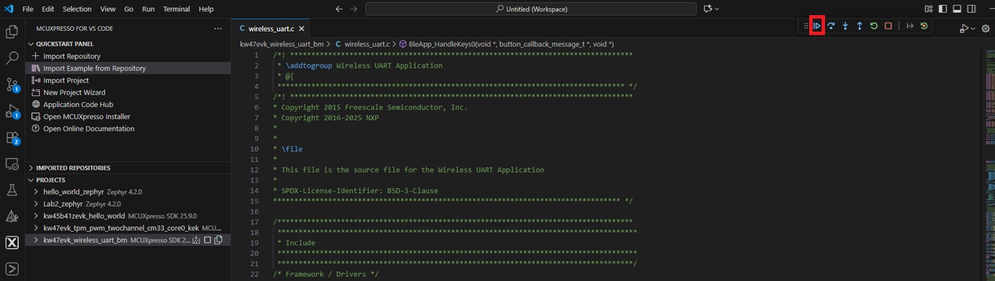 Build and flash application using MCUXpresso for VS Code IDE - step 10