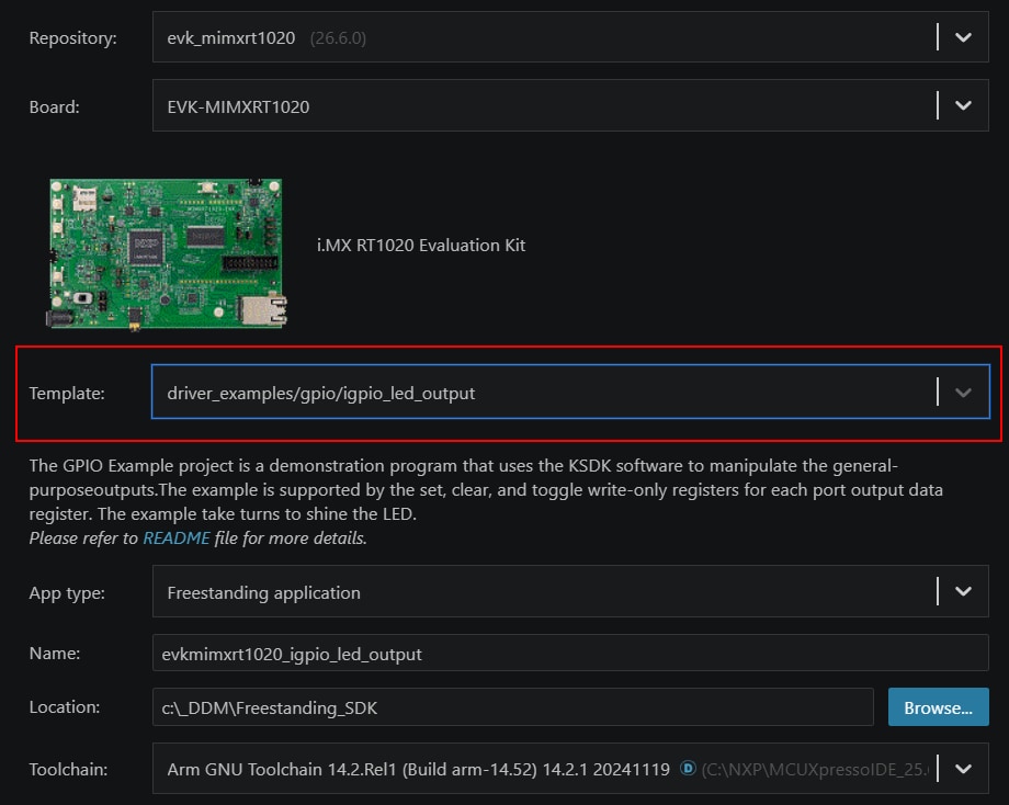Getting Started with the MIMXRT1020-EVK - Create - Step 1