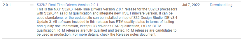 S32K3X4EVB-Q172 S32K3 RTD STDSW v2.0.1 Download
