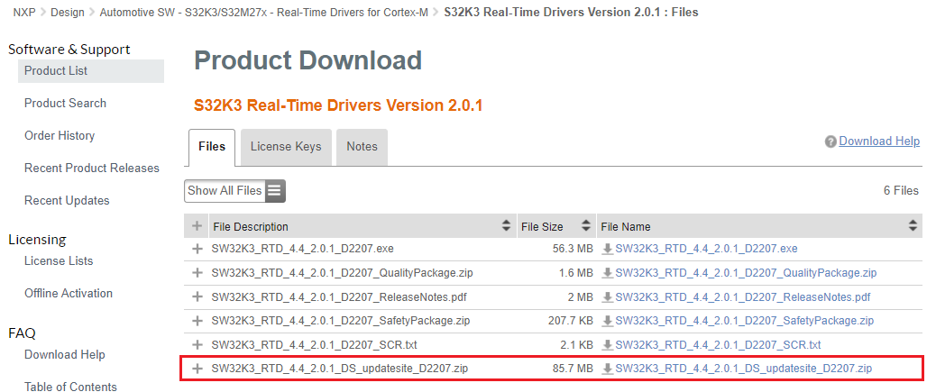 S32K3X4EVB-Q172 S32K3 RTD STDSW Update Site D2207