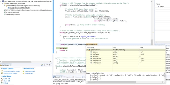 S32K3X4EVB-Q172 S32DS Pause