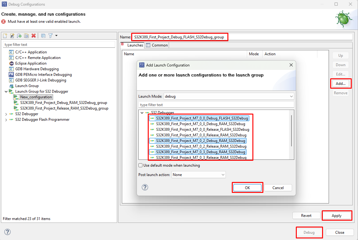 S32K389 New Debug group