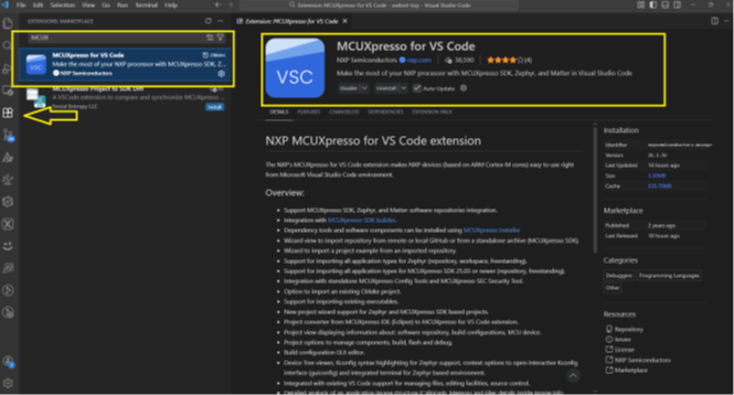 Installing VS Code extensions - step 2